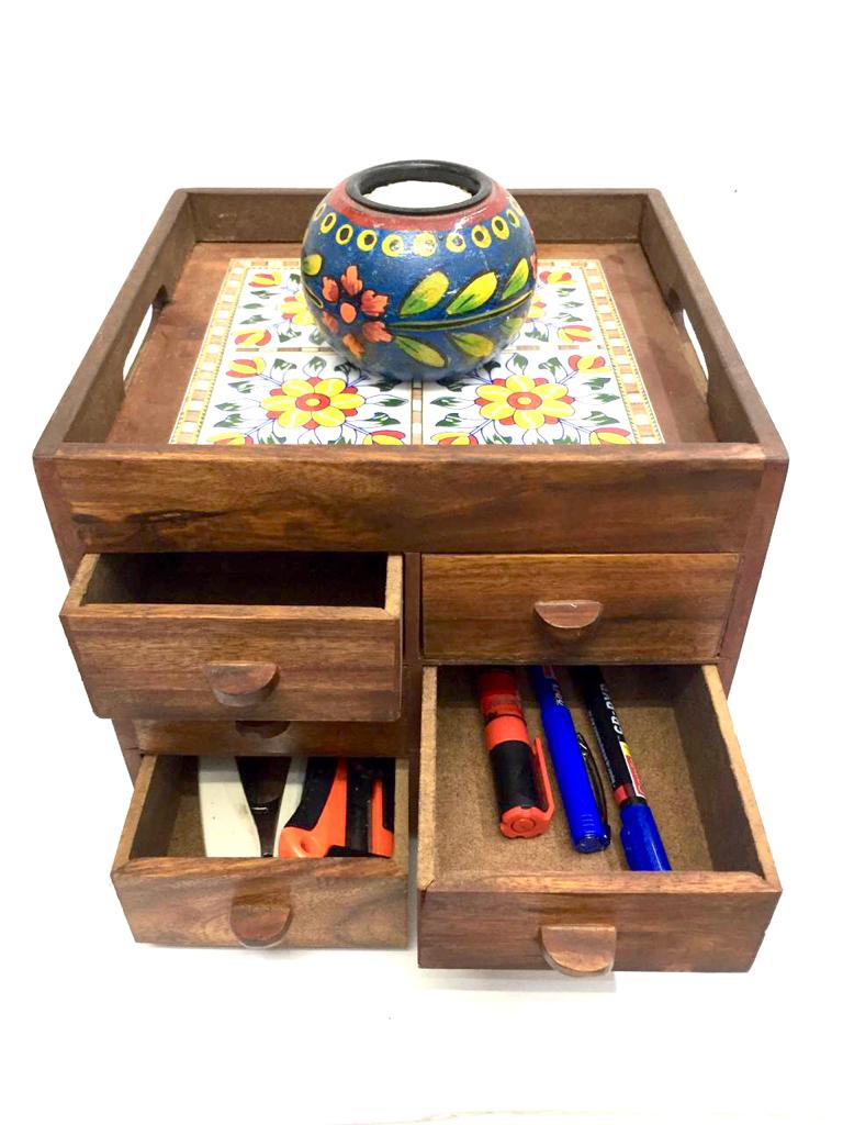 Wooden Try Platters Serving For Dinning Table With Storage From Tamrapatra