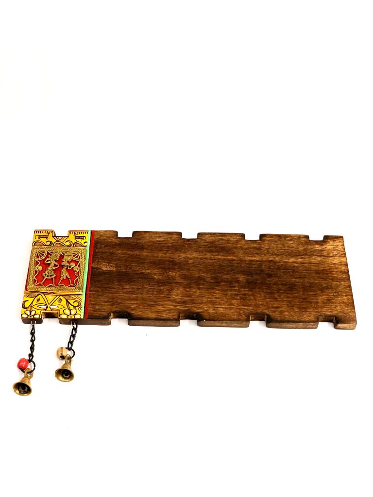 Classic Wooden Name Plate With 2 Bells & Figures Exclusive Designs By Tamrapatra