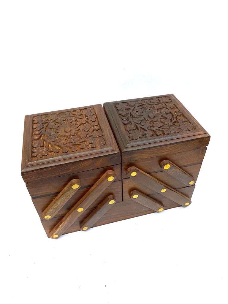 Wooden Carving Storage Box Jewelry Unique Way To Showcase By Tamrapatra