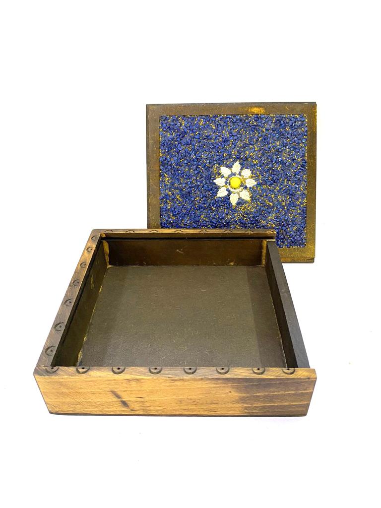 Sliding Jewelry Box Storage With Stone Decoration On Top Exclusively At Tamrapatra