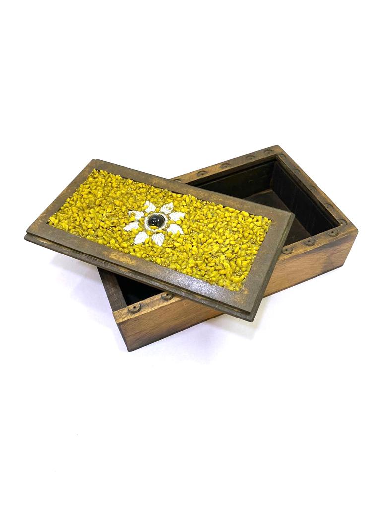 Sliding Jewelry Box Storage With Stone Decoration On Top Exclusively At Tamrapatra