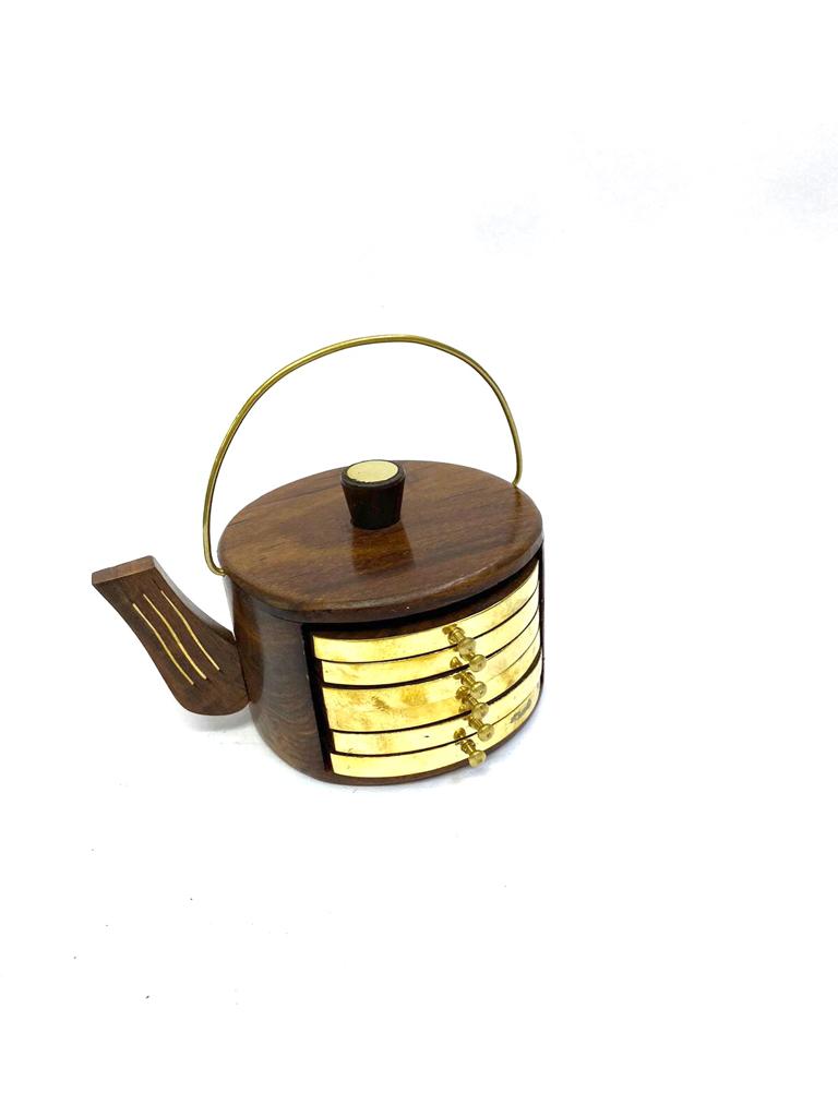 Wooden Kettle Tea Coasters Fashionable Kitchen Accessories From Tamrapatra