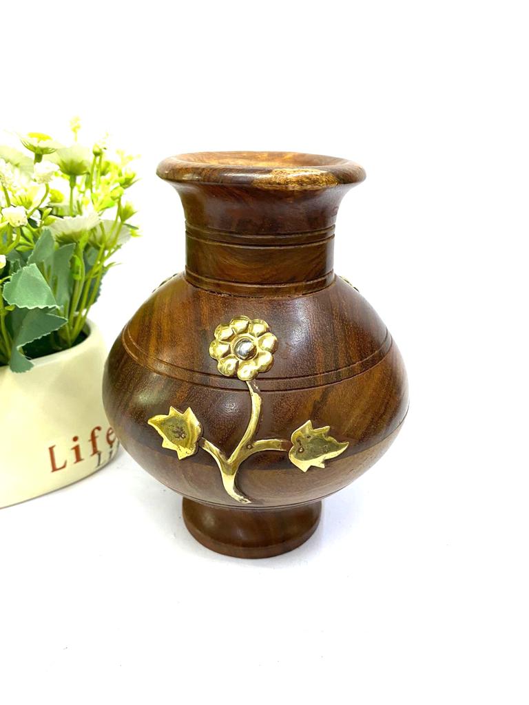 Wooden Vase Pots With Flower Metal Art For Plants Garden From Tamrapatra