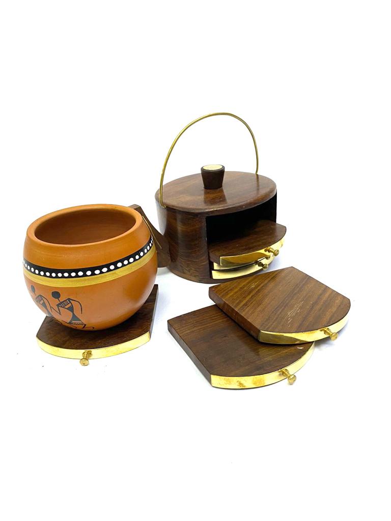 Wooden Kettle Tea Coasters Fashionable Kitchen Accessories From Tamrapatra