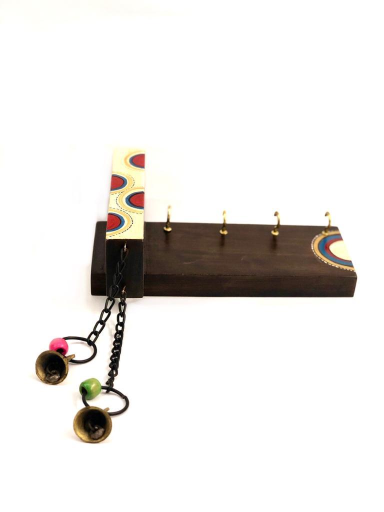 Exclusive Designer Artistic Wood Key Holder With Metal Bells Now At Tamrapatra