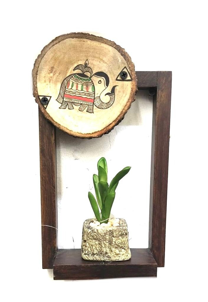 Elephant Wooden Shelf Hand Painted Wall Décor Crafts New Tamrapatra