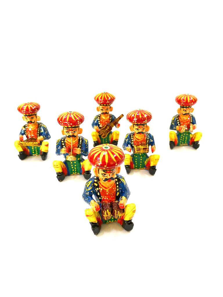 Wooden Musicians Set Of 6 Interior Decoration Hand Painted Collection Tamrapatra