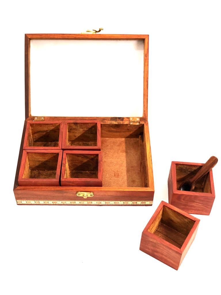 Kitchen Spice Box Storage With Lock Designed By Indian Artisans Tamrapatra