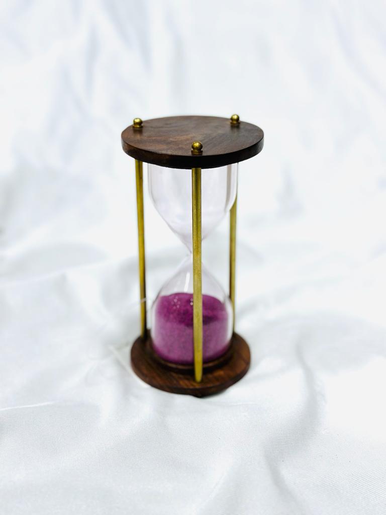 Wooden Brass Wooden Sand Timer Nautical Arts Handmade In India By Tamrapatra