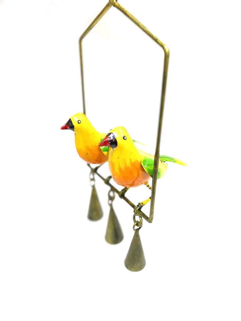 Siting Hanging Birds On Metal Chime Exclusive Bells Garden Balcony Tamrapatra