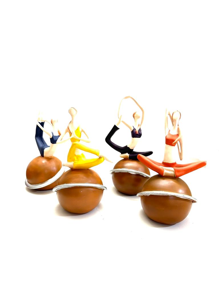 Elegant Yoga Figurines On Spiral Ball Just Arrived Home Décor By Tamrapatra
