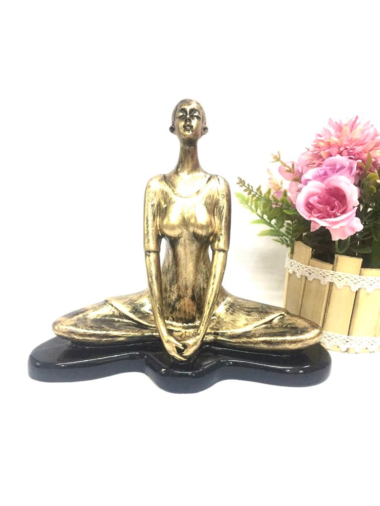 Yoga Lady Gold & Black Finish Elegant Modern Lifestyle Décor From Tamrapatra