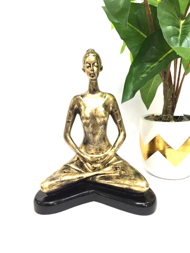 Yoga Lady Gold & Black Finish Elegant Modern Lifestyle Décor From Tamrapatra