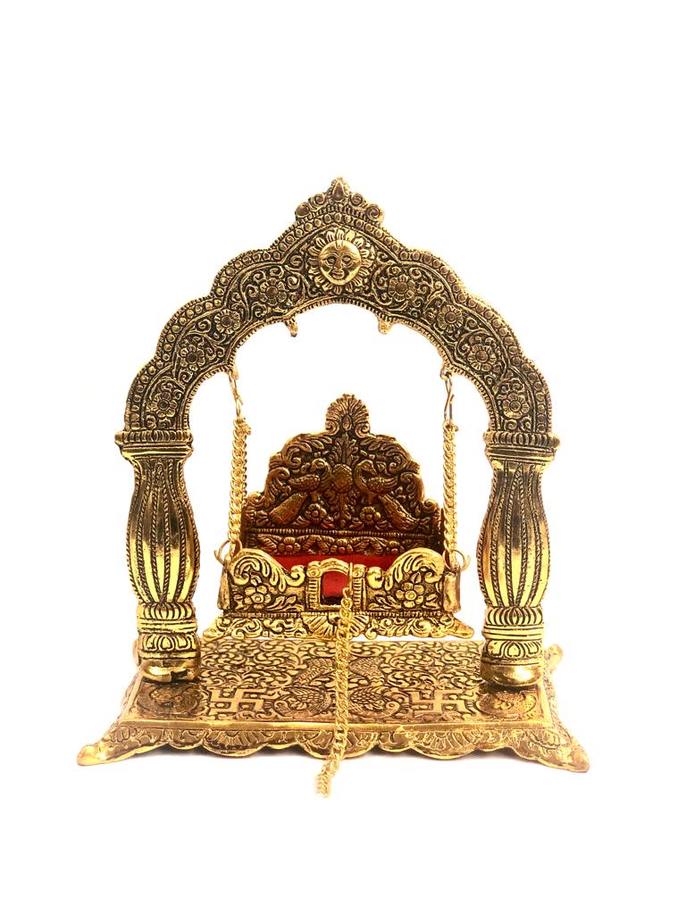 Metal Attractive Jhula For Idols With Base Handcrafted Gifts Spiritual Tamrapatra