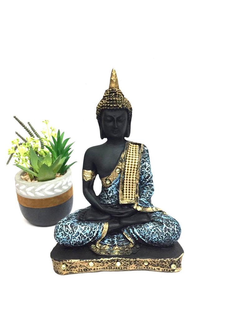 Buddha Meditation Figurine Collectible Matte Black Designs From Tamrapatra