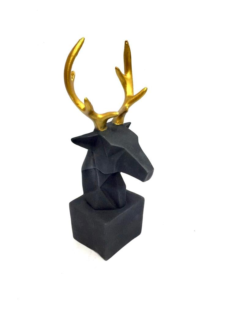 Deer Face Showpiece Stand Décor Outstanding Artwork In Black Tamrapatra