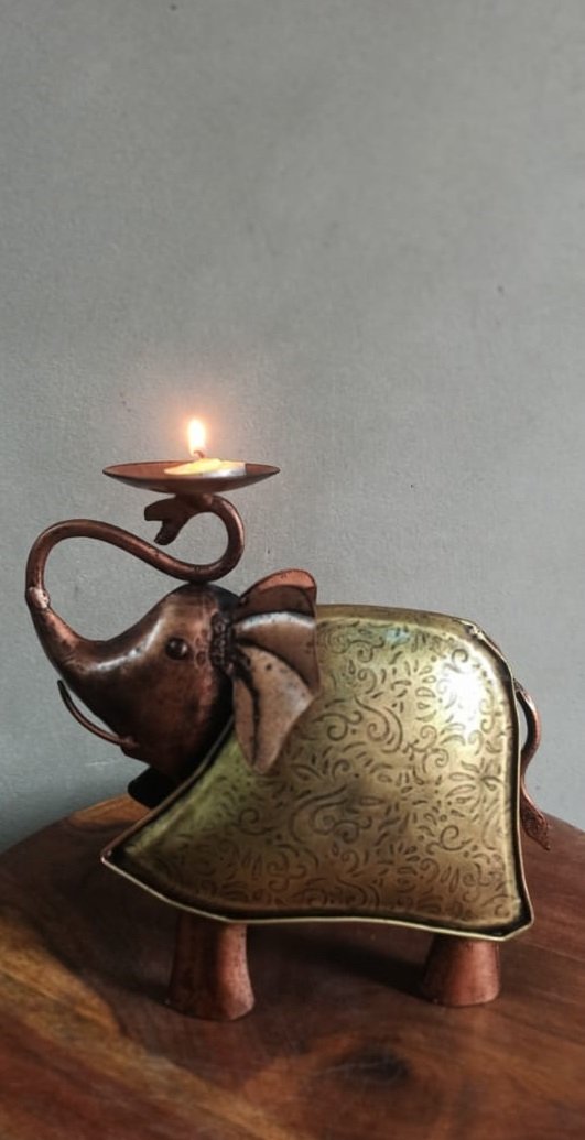 Metal Tea Light Iron Elephant Vintage Collection Premium Quality By Tamrapatra