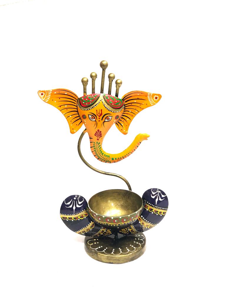 Ganesha Candle Holder With Handmade Eccentric Design Now At Tamrapatra - Tamrapatra