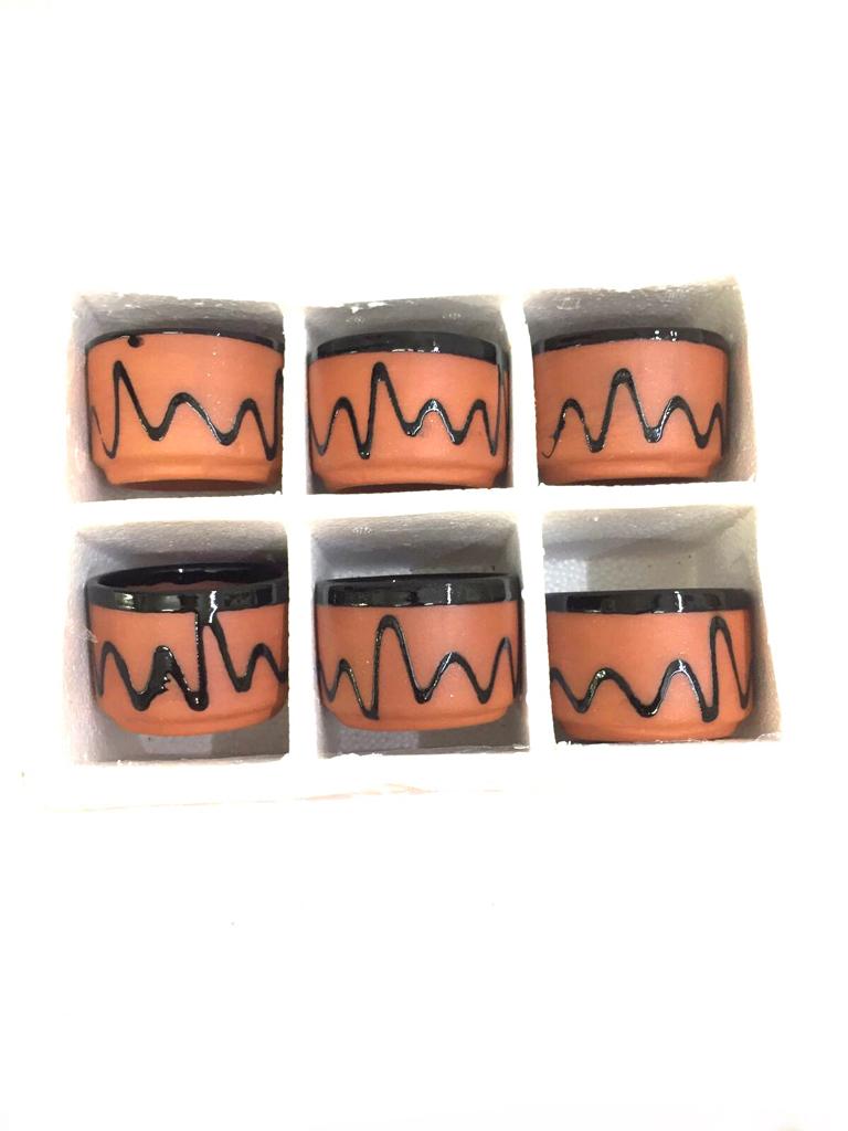Hotel Style Mugs Cups Set Of 6 Glazed Attractive Earthenware By Tamrapatra