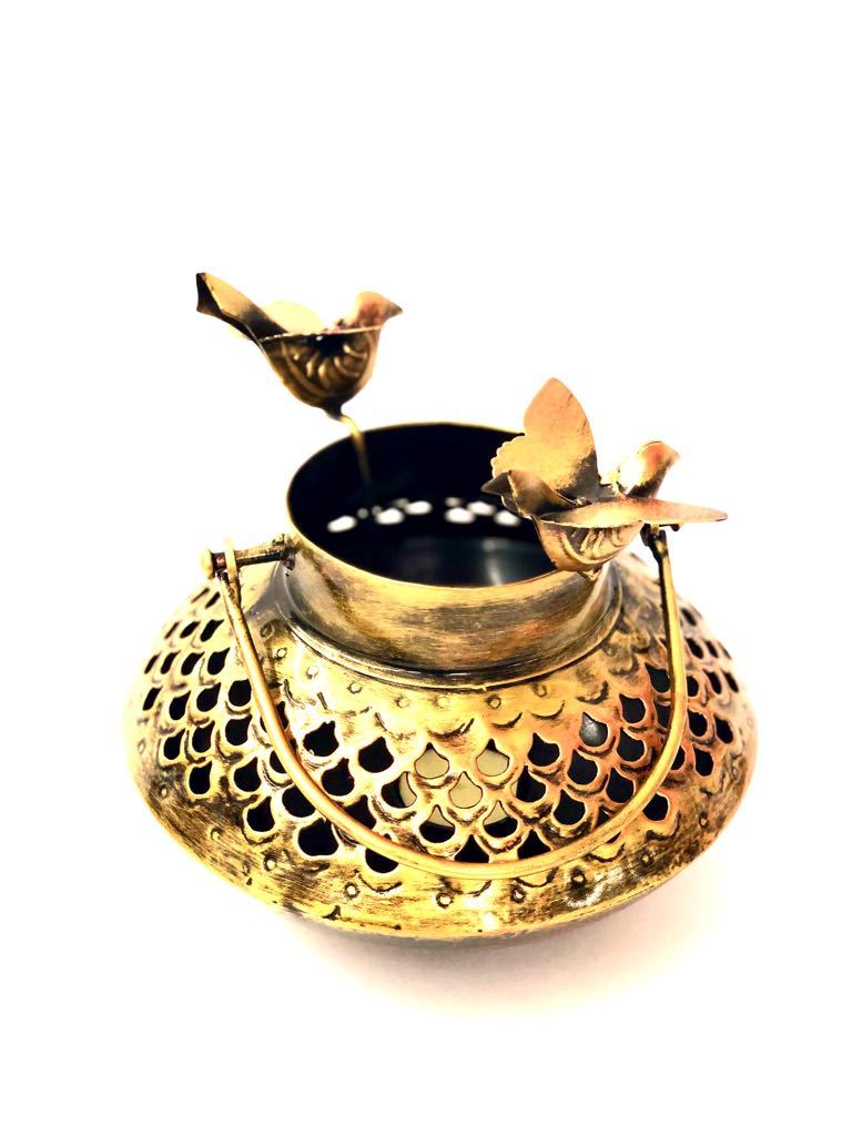 Tea Light Holder Hanging Lantern With Two Birds Tamrapatra - Tamrapatra