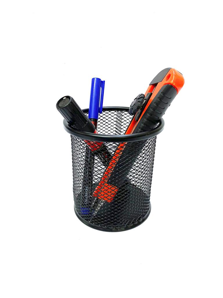 Iron Mesh Pen Holder Modern Black Desk Accessories Exclusively From Tamrapatra