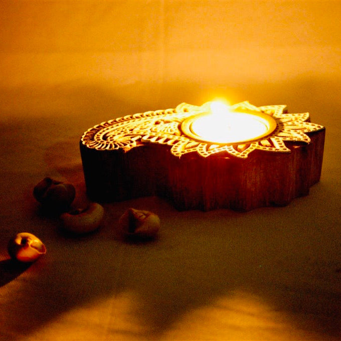 Limited Edition Block Print Style Teal Light Decoration Tamrapatra - Tamrapatra