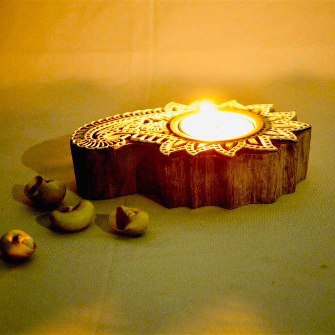 Limited Edition Block Print Style Teal Light Decoration Tamrapatra - Tamrapatra