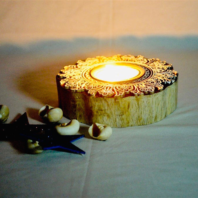 Limited Edition Block Print Style Teal Light Decoration Tamrapatra - Tamrapatra