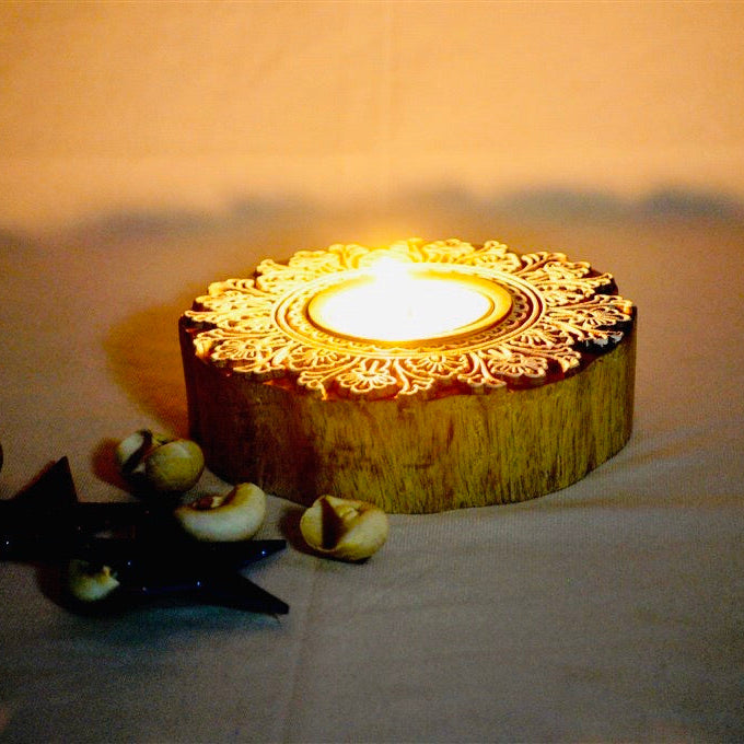 Limited Edition Block Print Style Teal Light Decoration Tamrapatra - Tamrapatra