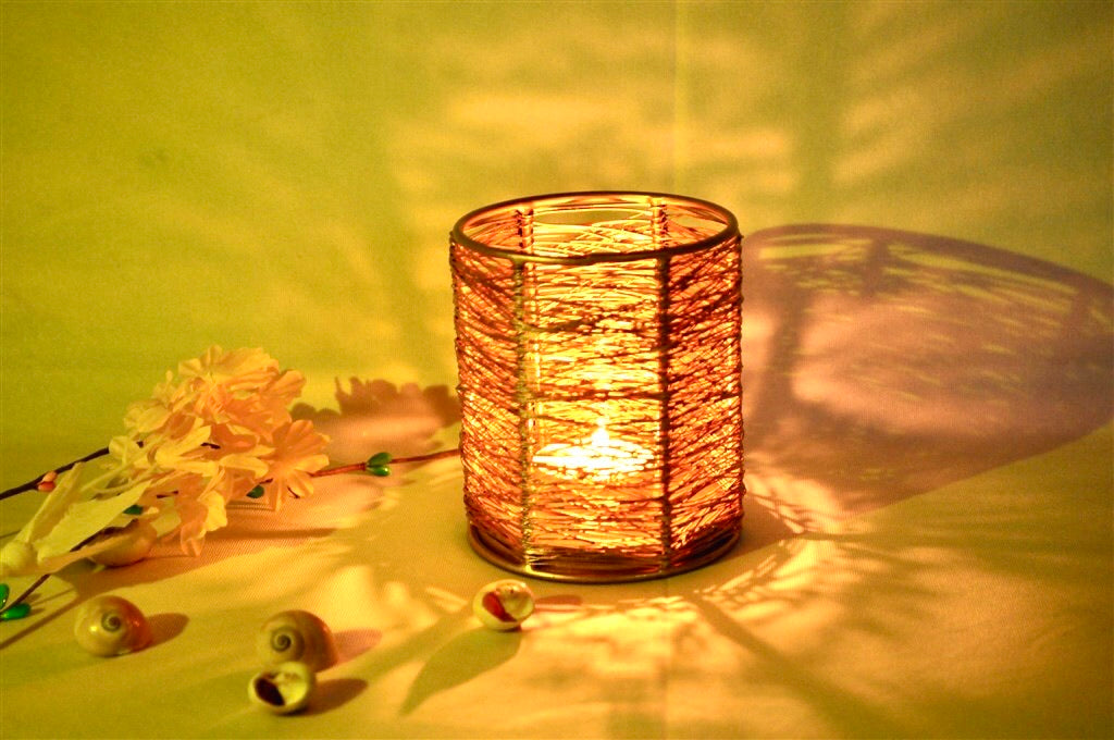 Wired Metal Design Candle Holder Decoration Lamps Gifting Tamrapatra - Tamrapatra