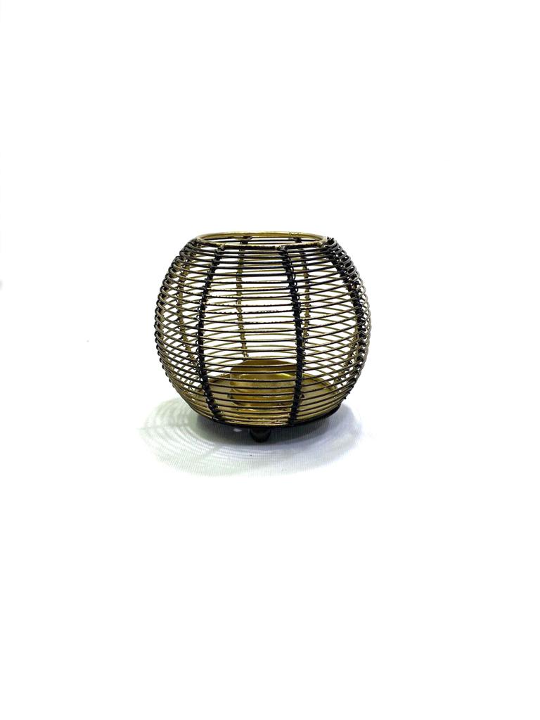 Metal Wired Black Gold Theme Modern Tea Light Holders For Décor Tamrapatra