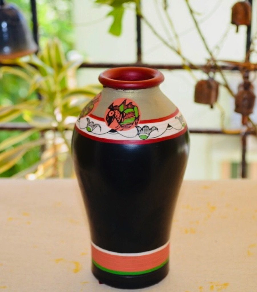 Madhubani Hand Painted Bottle Shape Pots By Skilled Artisans Tamrapatra - Tamrapatra