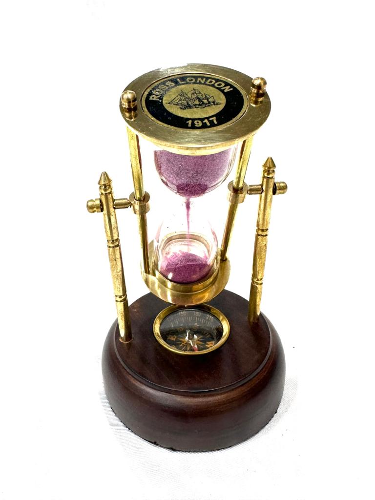 Brass Sand Timer With Compass Nautical Craftsmanship Handicrafts By Tamrapatra