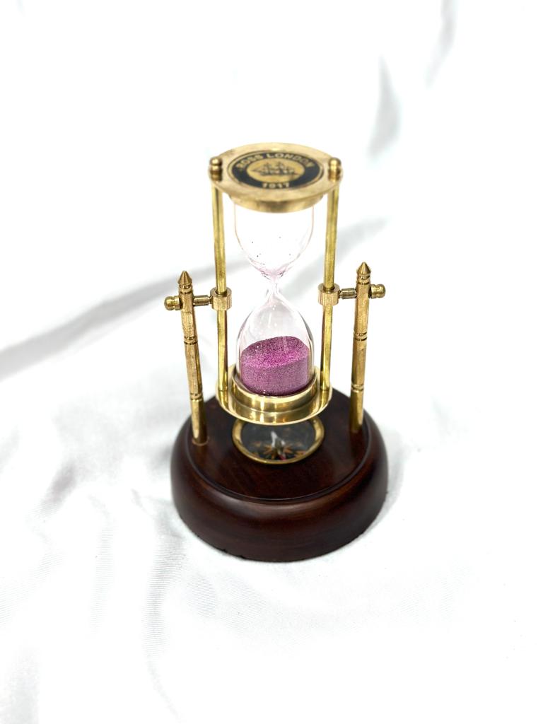 Brass Sand Timer With Compass Nautical Craftsmanship Handicrafts By Tamrapatra