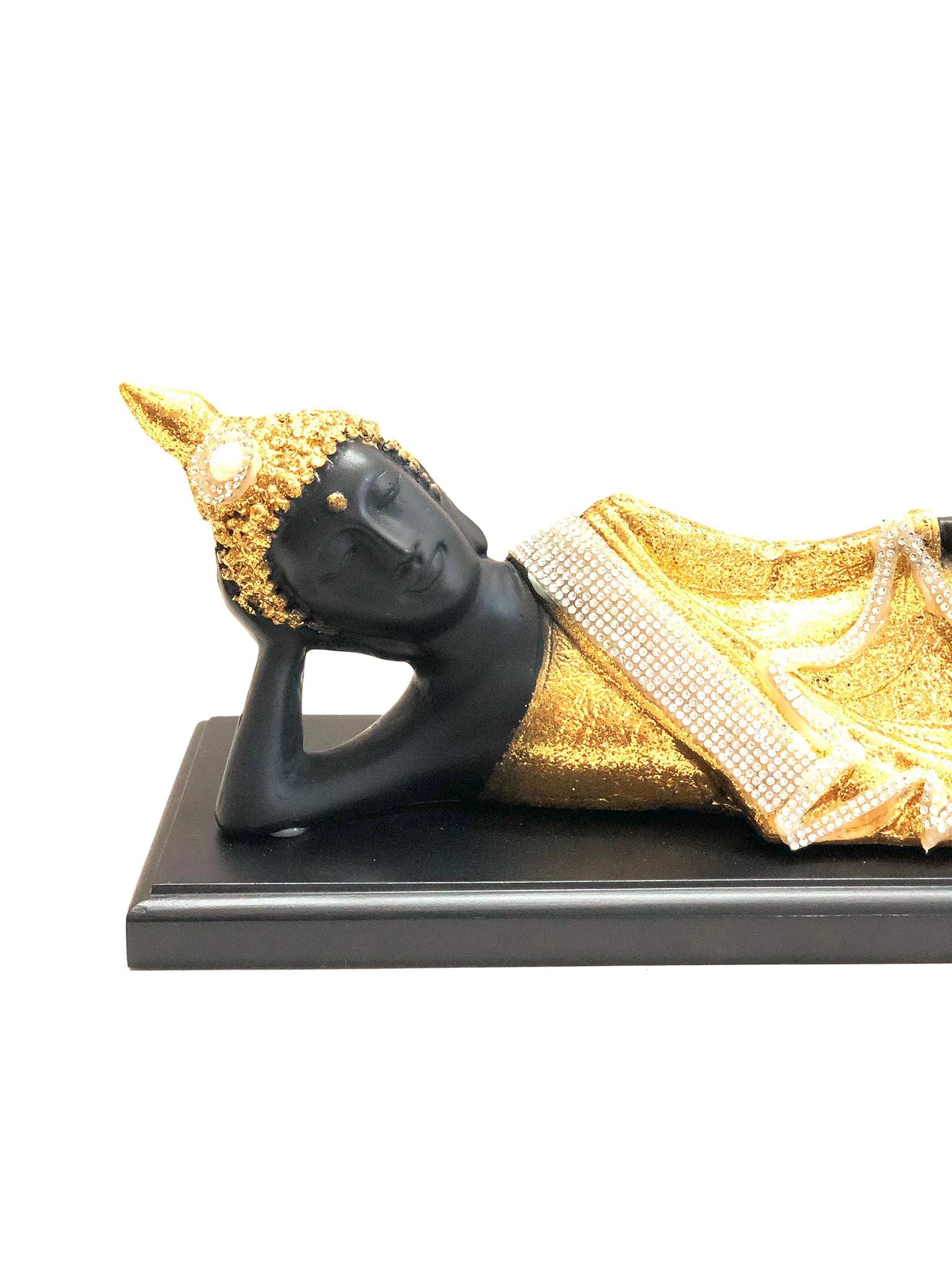 Sleeping Buddha For Horizontal Space Décor Resin Crafts With Crystals Tamrapatra
