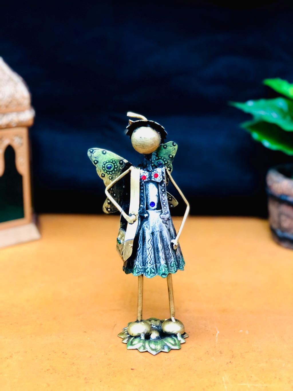 Sweet Little Fairy School Girl Marvellous Metal Showpiece By Tamrapatra - Tanariri Hastakala