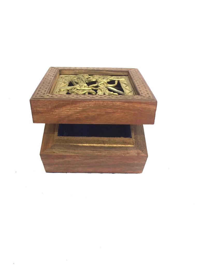 Wooden Dhokra Tribal Art Finish Storage Exclusive Handcrafted Box Tamrapatra