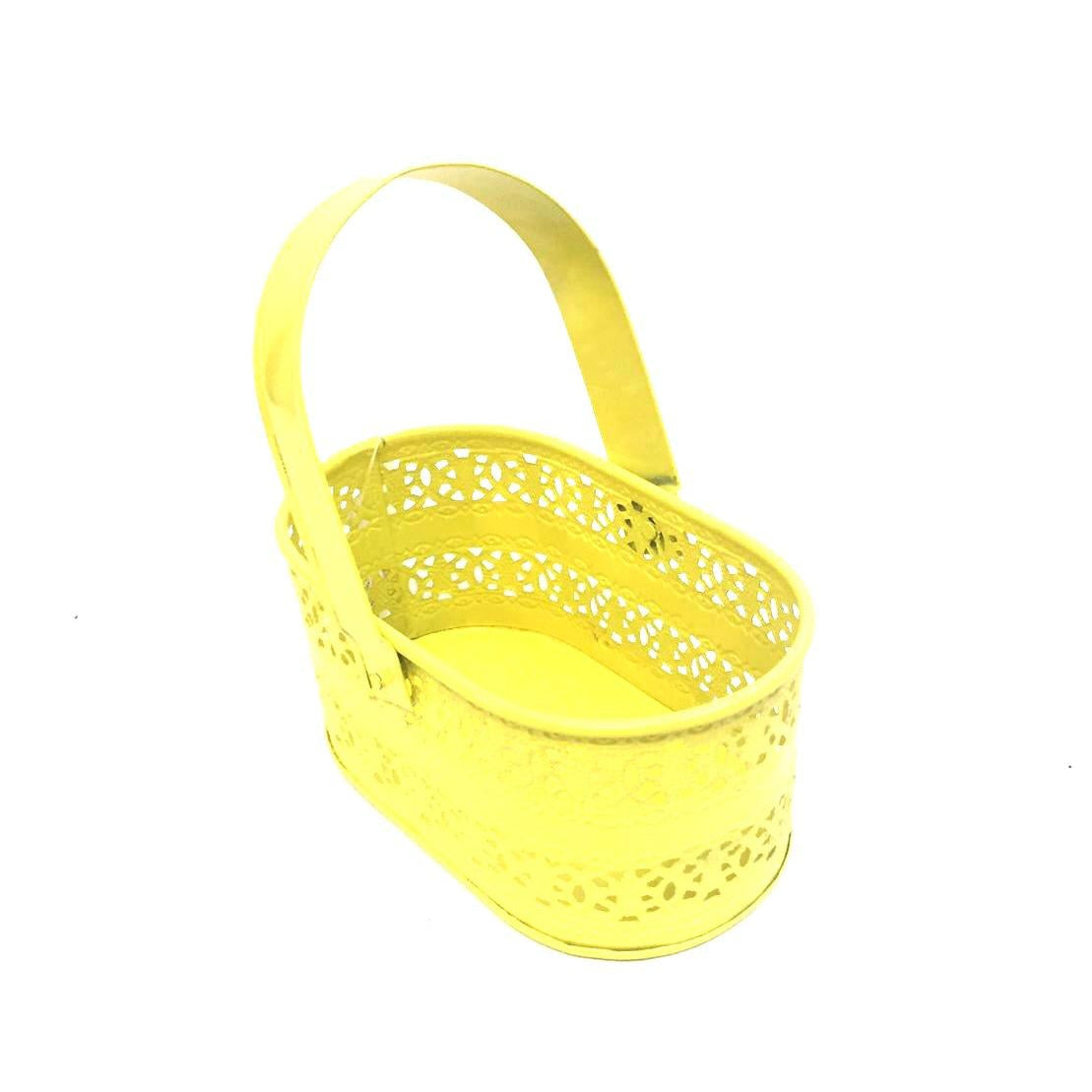 Basket Style Storage Metal Handcrafted With Easy Carry Handle By Tamrapatra - Tamrapatra